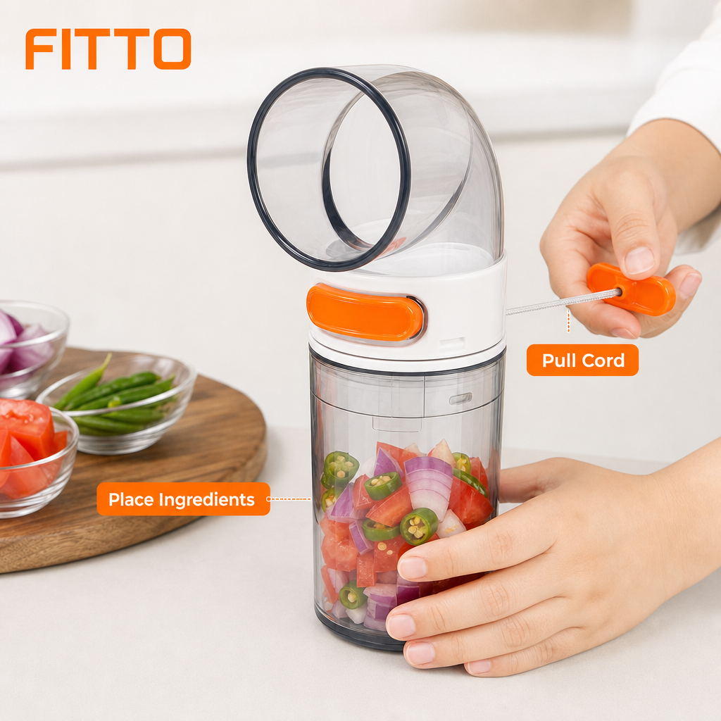 240 Pieces Manual Pull Cord Food Chopper with Clear Container, White and Orange, 15 x 12 x 12 cm