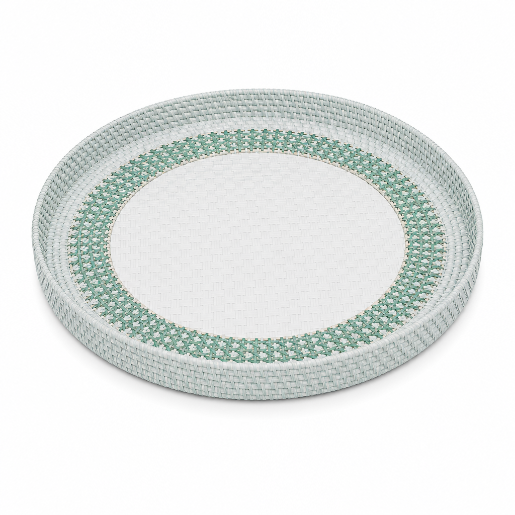96 Pieces Round Woven Serving Trays, 35 cm, Shallow Design for Tabletop Serving