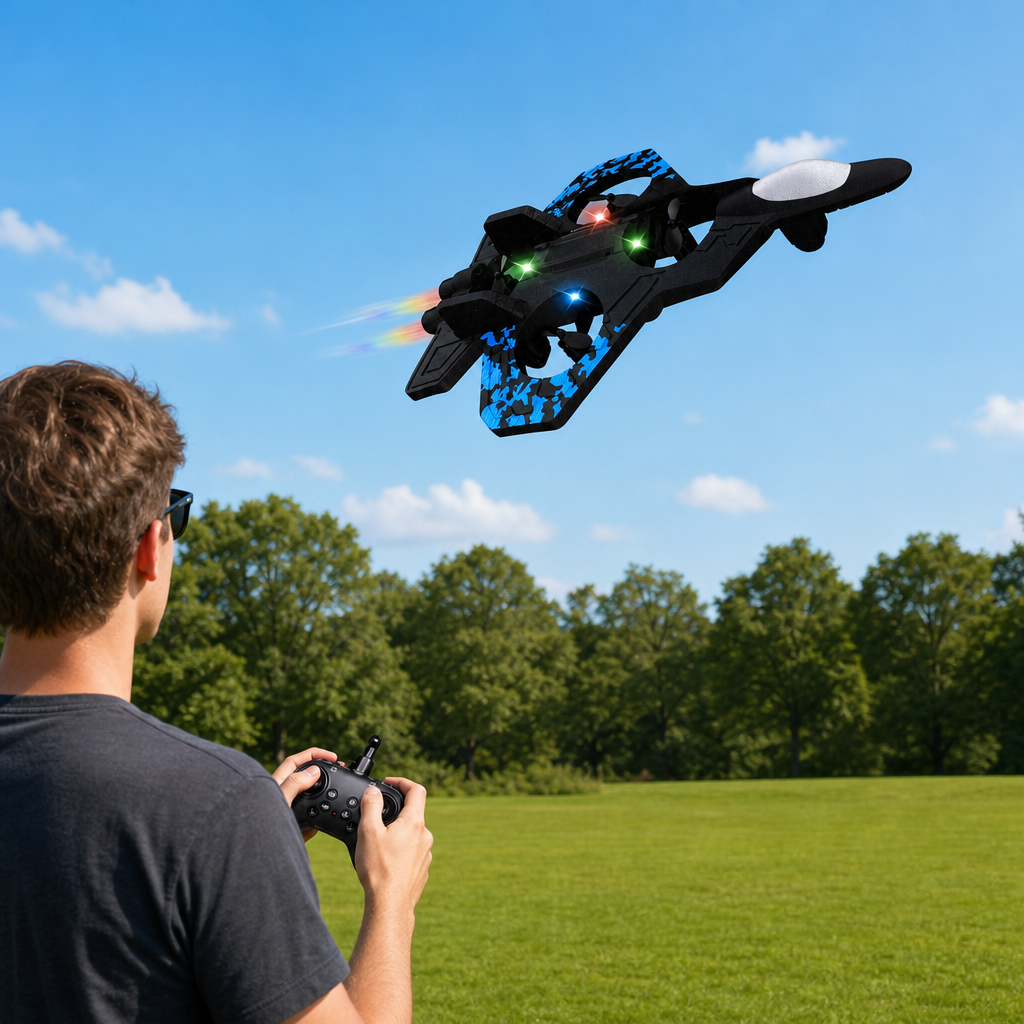 60 Pieces Remote Control Fighter Plane with 360° Stunt Function, 25.5 x 18 x 5.2 cm