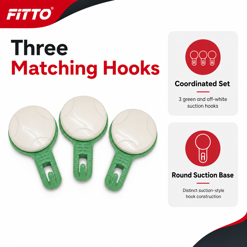 120 Pieces Suction Hooks, Green and Off-White Household Hanging Hooks, 3 Pieces