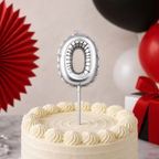 144 Pieces Happy Birthday Number 0 Cake Candle, Silver, 9 cm