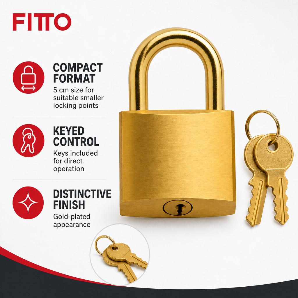 240 Pieces Gold-Plated Padlock with Keys, 5 cm, Gold, 1 Set