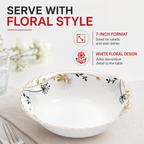 96 Pieces Opal Salad Bowl, 7 Inch, White Floral Serving Tablewares for Home Dining