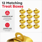 96 Pieces Candy Favor Boxes with Handles, Gold, 7 x 7 x 8 cm, 12 Pieces