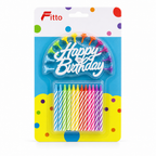 144 Pieces Birthday Candle Set, Assorted Colour, 12 Jumbo Candles, 12 Holders and Banner, 1 Set