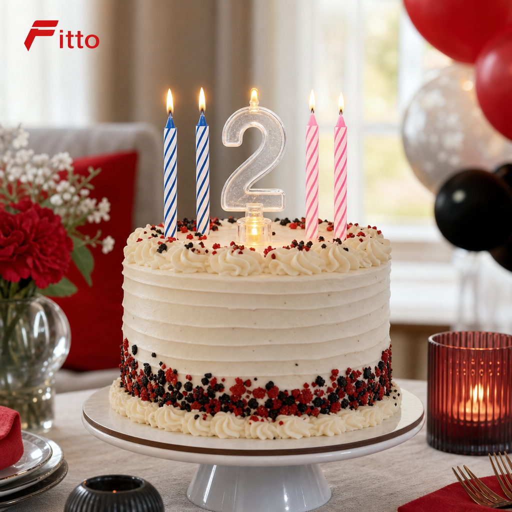 144 Pieces LED Happy Birthday Number 2 Cake Candle Set with 4 Candles, 9 cm