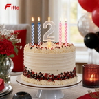 144 Pieces LED Happy Birthday Number 2 Cake Candle Set with 4 Candles, 9 cm