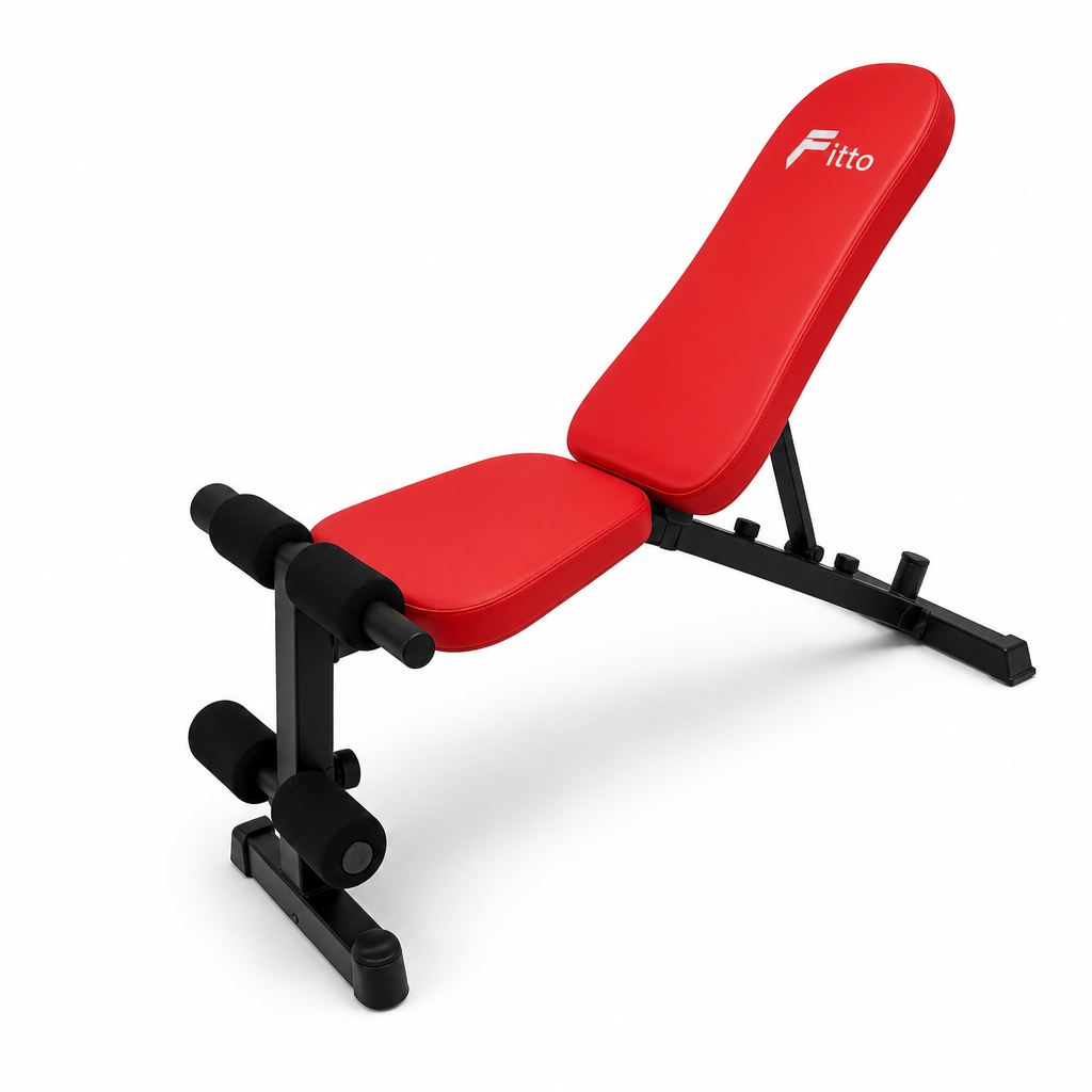 48 Pieces Adjustable Weight Benches with Steel Frame, Padded Backrest, Red, 140 kg Capacity