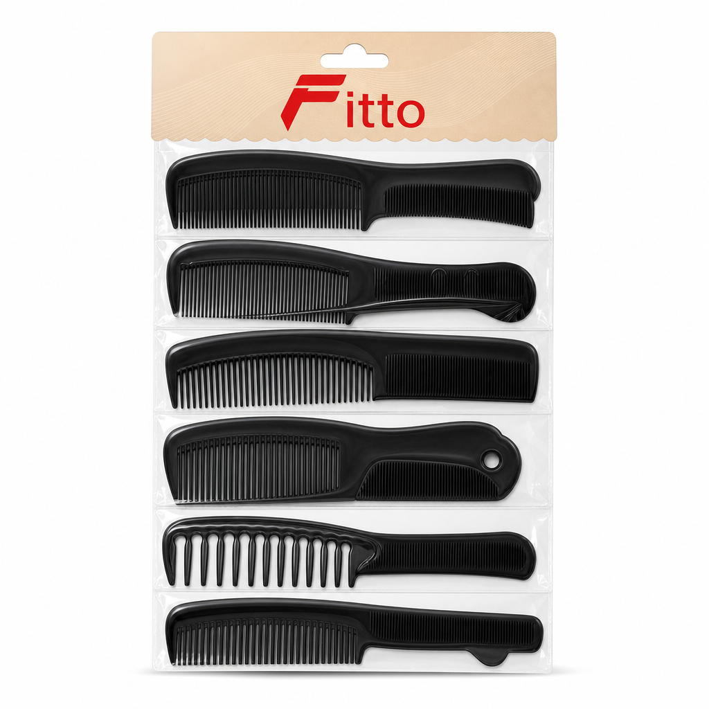 96 Pieces Hair Combs Set, 6 Pieces, Black Assorted Styling Combs for Grooming and Daily Haircare