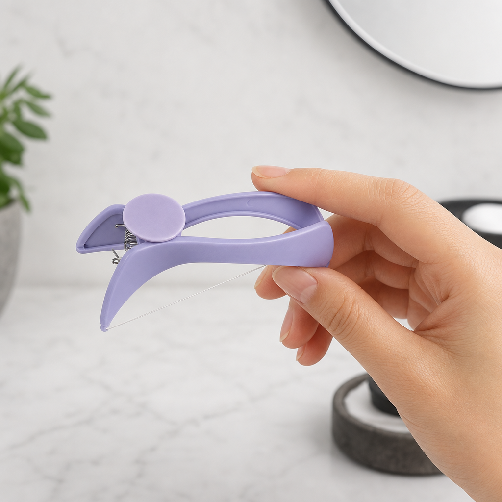 96 Pieces Manual Facial Hair Threading Tool, Purple Spring Grooming Device, 1 Piece