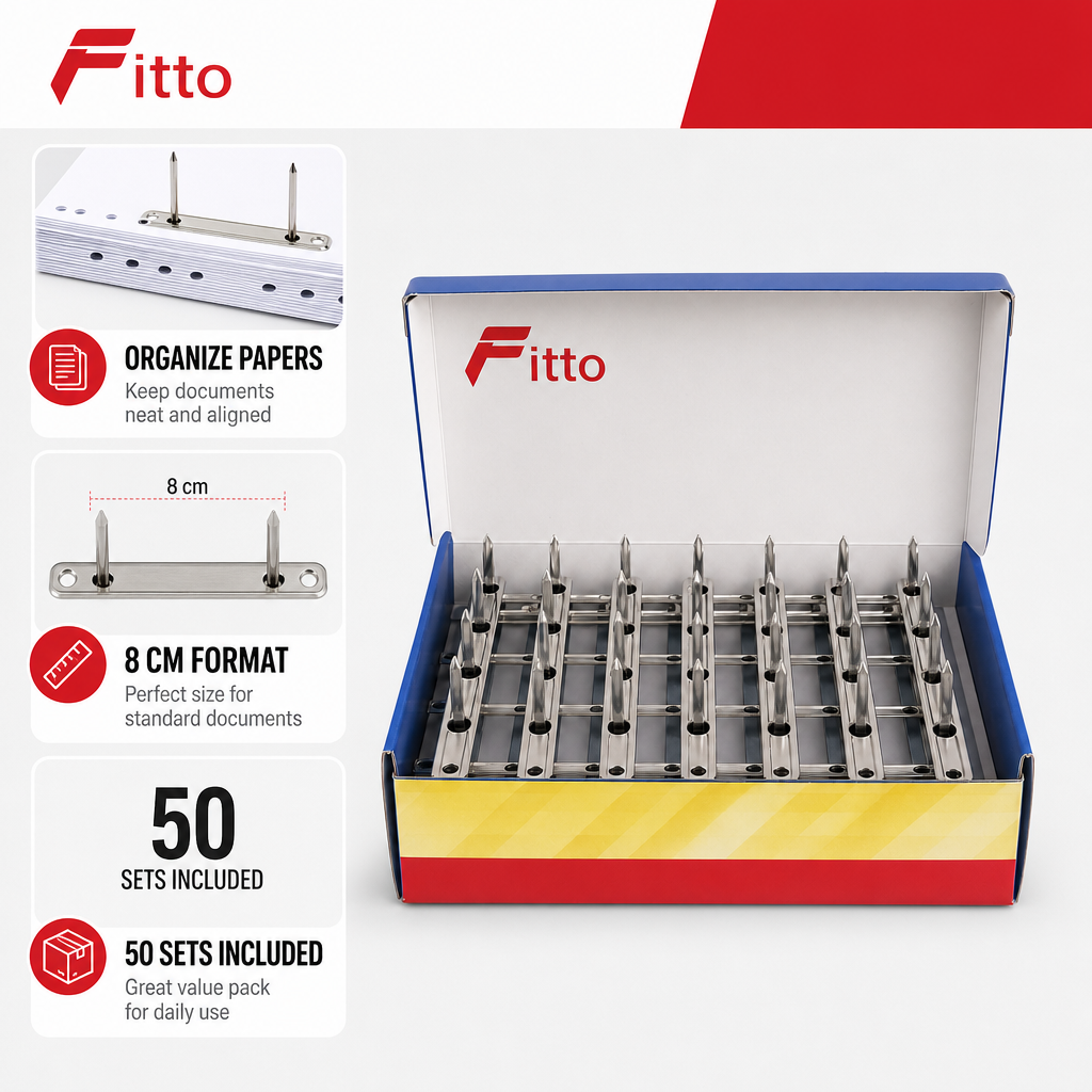 144 Pieces Metal File Fasteners, 8 cm, 50 Sets