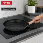 48 Pieces Forged Aluminium Frying Pan Without Lid, Round Black Cookwares, 28 cm Diameter x 5.2 cm Deep