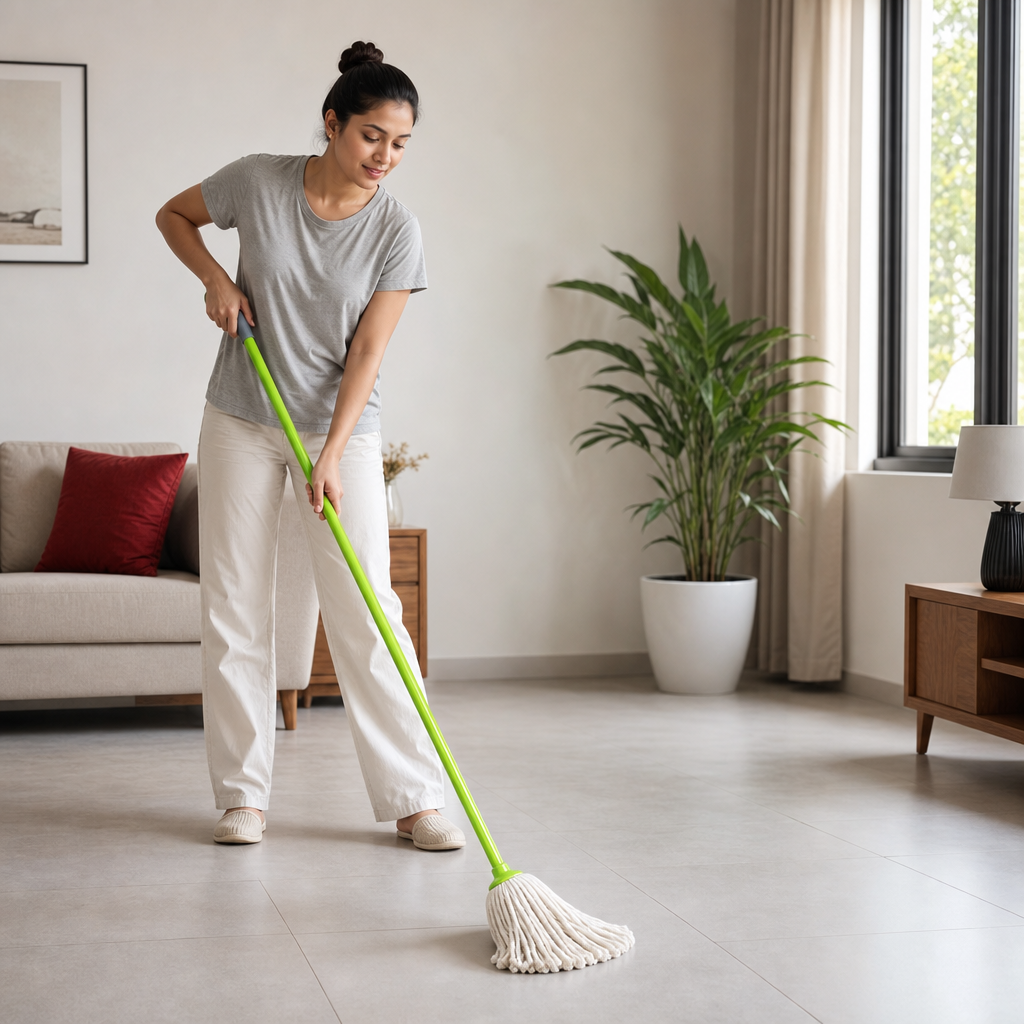 96 Pieces Cotton Mop with Painted Iron Handle, 120 cm, 200 g Mop Head, Green