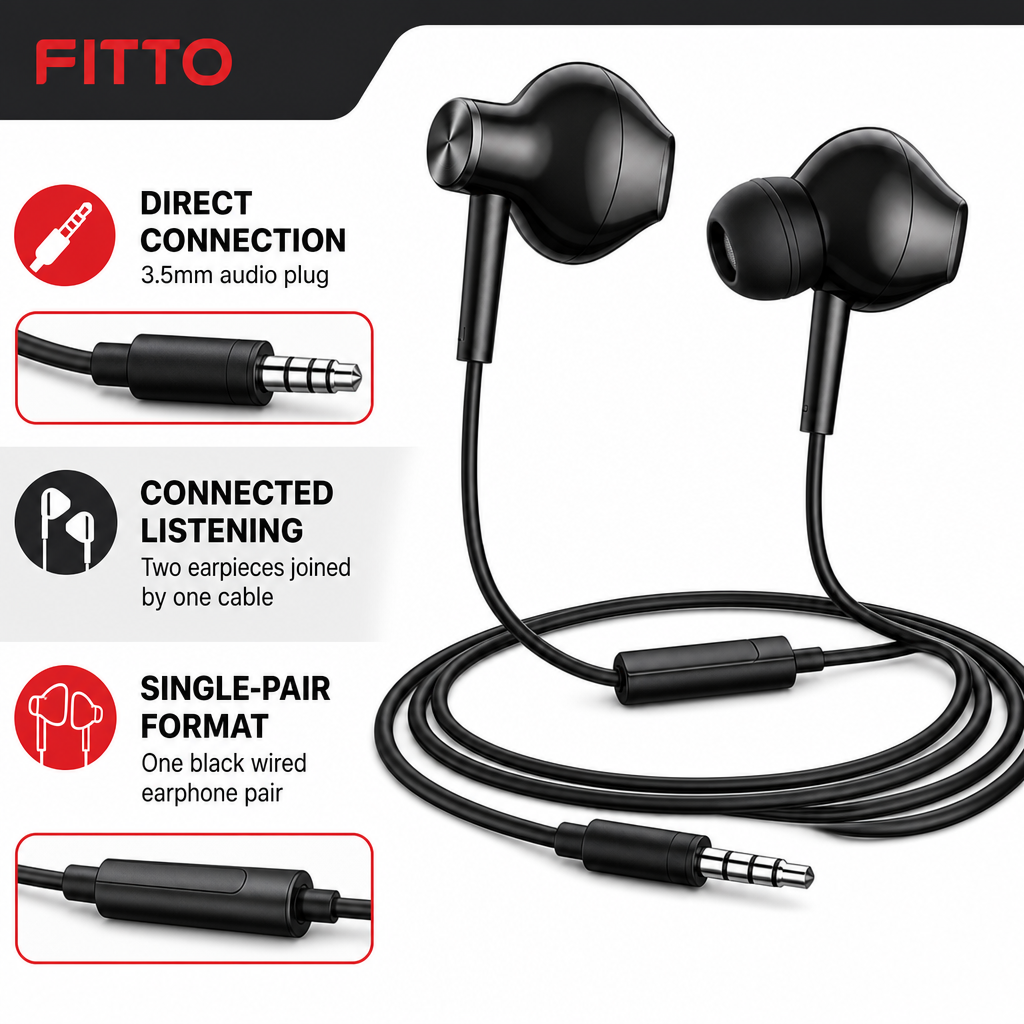240 Pieces Wired Earphoneses, 3.5mm Stereo In-Ear Headphones with Cord, CH-915, Black, 1 Piece