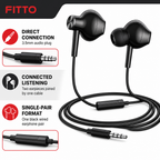 240 Pieces Wired Earphoneses, 3.5mm Stereo In-Ear Headphones with Cord, CH-915, Black, 1 Piece