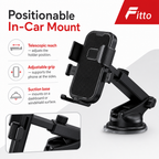 96 Pieces Easy-Clip Car Phone Holder with Telescopic Suction Mount, Adjustable Dashboard or Windshield Stand