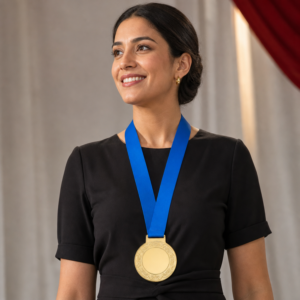 144 Pieces Blank Award Medal with Blue Ribbon, Metallic Finish, Round Recognition Medal for Ceremonies and Presentations