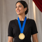 144 Pieces Blank Award Medal with Blue Ribbon, Metallic Finish, Round Recognition Medal for Ceremonies and Presentations