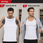 96 Pieces Men's Body Shaper Compression Tank Top, White, Size XL