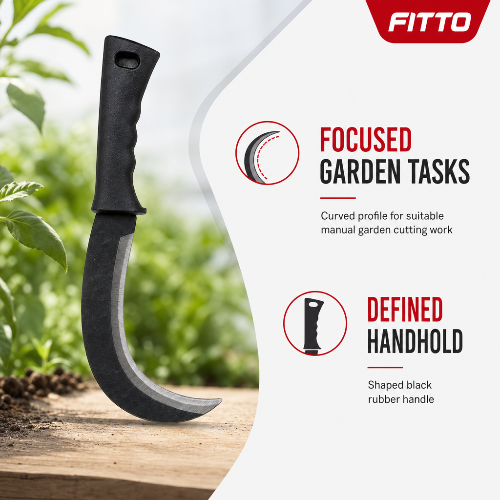 96 Pieces Curved Garden Sickle with Black Rubber Handle, 35 cm, 1 Piece