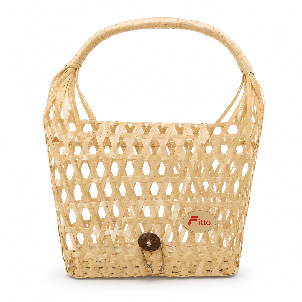 96 Pieces Handbags Natural Fiber Basket with Round Handle Beige 30.3 x 27 x 12 cm