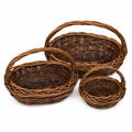 48 Pieces Oval Wicker Basket Set, Dark Brown, 3 Piece, Handwoven Storage Baskets