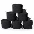 144 Pieces Black Paper Party Decorations Streamers, 5 cm x 230 cm, 6 Pieces