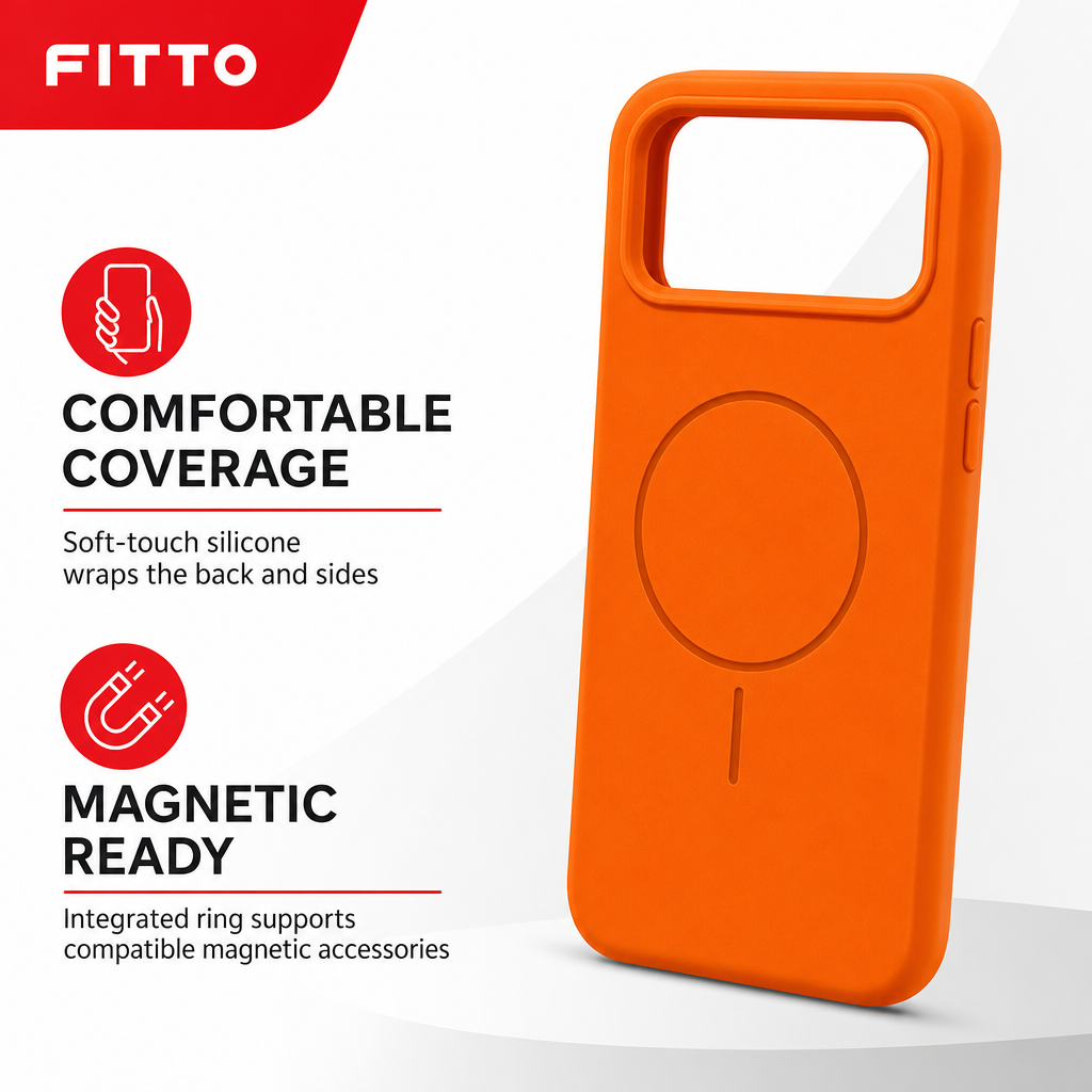120 Pieces Silicone Magnetic Phone Cases with Raised Camera Protection for 15 Pro, Orange