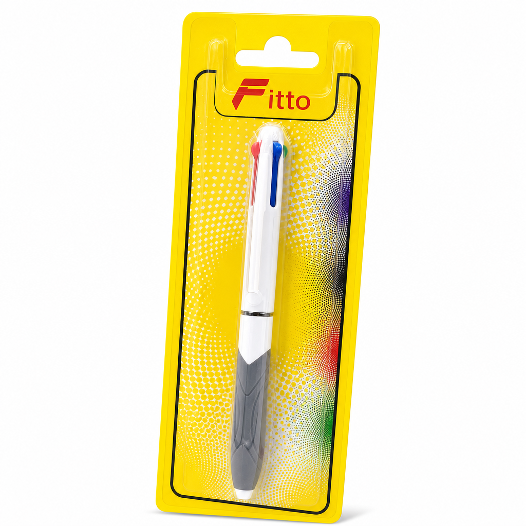 240 Pieces 4-in-1 Ball Pens with Cushioned Grip, Selectable Writing Colours, 1.0 mm