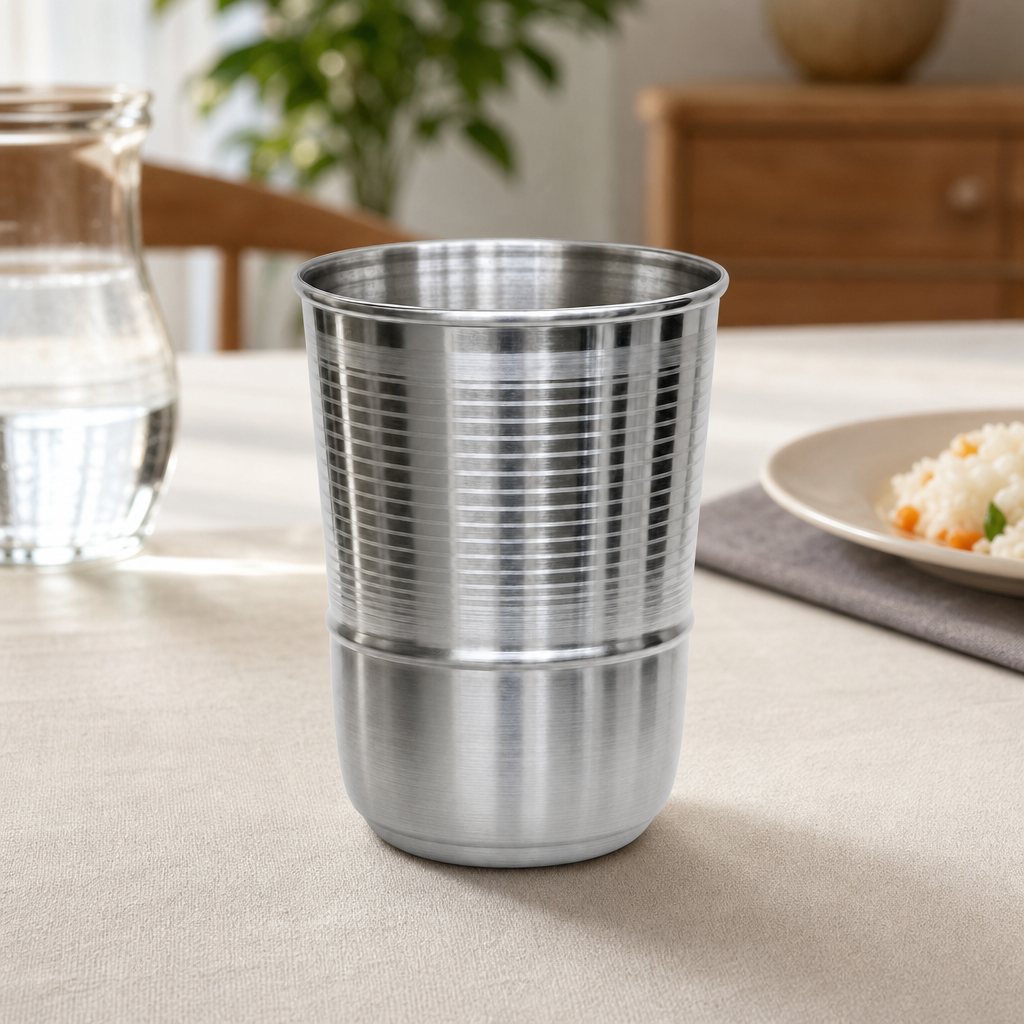 120 Pieces Silver Ribbed Stainless Steel Drinking Tumbler, 1 Piece