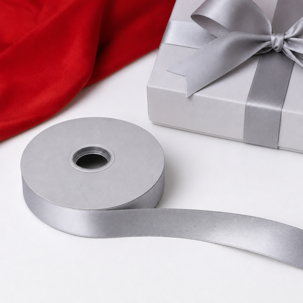 120 Pieces Silver Ribbon Roll, 2.8 cm x 80 yd, Decorative Craft Ribbon Spool