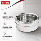96 Pieces Stainless Steel Deep Cooking Pot with Polished Finish, 28 x 28 x 22 cm
