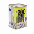 240 Pieces Metal Coin Saving Box, Square Euro-Themed Money Bank with Top Slot, 7.8 × 10.5 cm