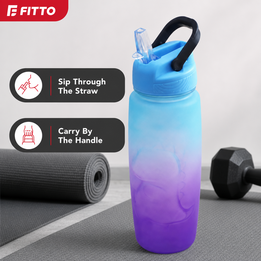 120 Pieces Sports Water Bottles with Straw and Carry Handle, 600 ml Gradient Plastic Bottle, Assorted Colour