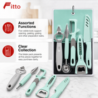 120 Pieces Multi-Purpose Kitchen Tool Set, 5-Piece Mint Green and Grey Cooking Utensil Collection