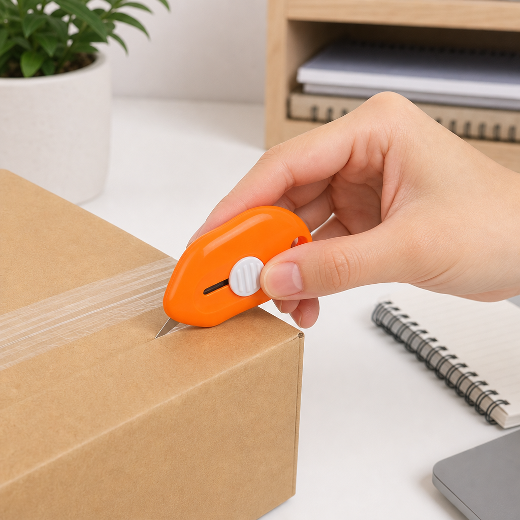 96 Pieces Mini Retractable Utility Cutter, Orange and White, Compact Handheld Cutting Tool, 1 Piece