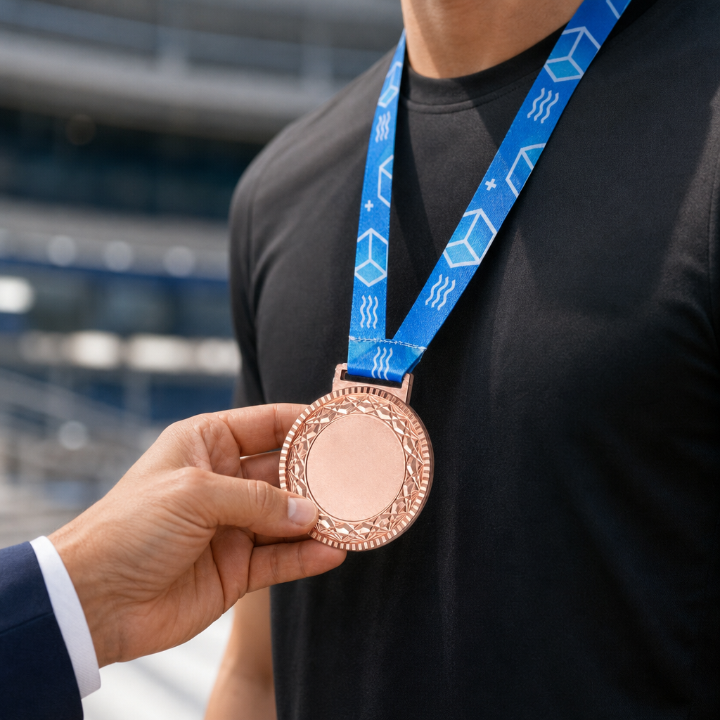 144 Pieces Sports Medal with Ribbon, 4 cm, Single Award Medal for Competitions and Recognition