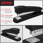 96 Pieces Black Heavy-Duty Staplers, 90 mm, 25-Sheet Capacity, for 24/6 and 26/6 Staples, 1 Piece