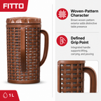 120 Pieces Brown Woven-Pattern Water Jugs with Handle, 1 L Reusable Drinkware, 1 Piece