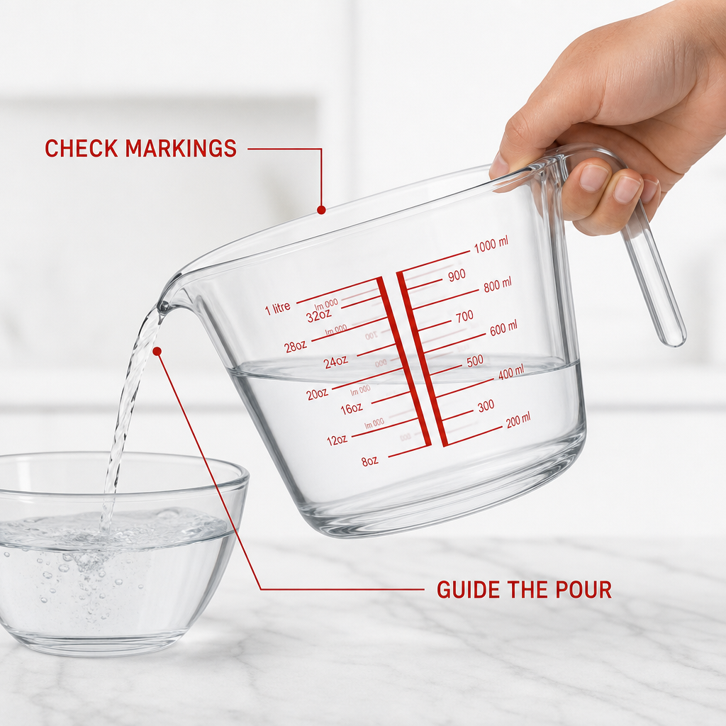 96 Pieces Tempered Glass Measuring Jug, 1000 ml, Clear, 1 Piece with Measurement Markings