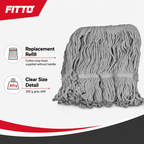 96 Pieces Cotton Mop Refill 300 g, Grey Floor Cleaning Head Without Handle
