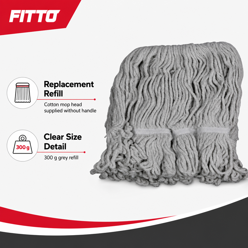 96 Pieces Cotton Mop Refill 300 g, Grey Floor Cleaning Head Without Handle