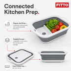 96 Pieces White and Grey 3-in-1 Collapsible Cutting Boards and Washing Basket, 1 Piece, 42 x 32 cm