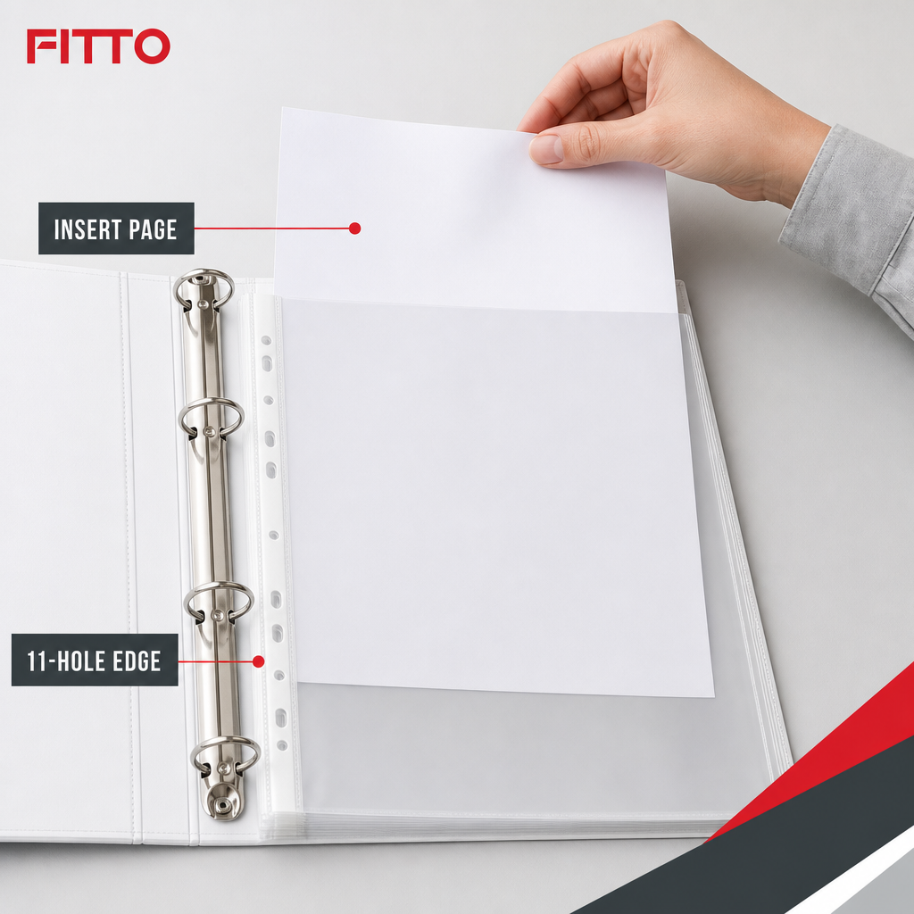 120 Pieces A4 Sheet Protectors, Clear 40 GSM, 11-Hole Filing Pockets, 235 x 305 mm, 100 Sheets