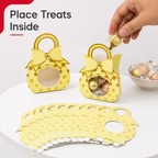 96 Pieces Yellow Handbag-Shaped Candy Favor Boxes with Bow, 9.5 x 4.3 x 13.2 cm, 12 Pieces