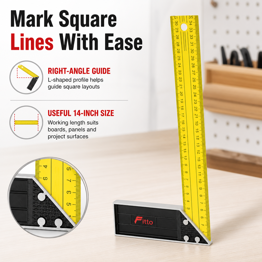 120 Pieces Carpenter L-Square Ruler, 14 Inch Yellow and Black Right-Angle Measuring Tool, 1 Piece