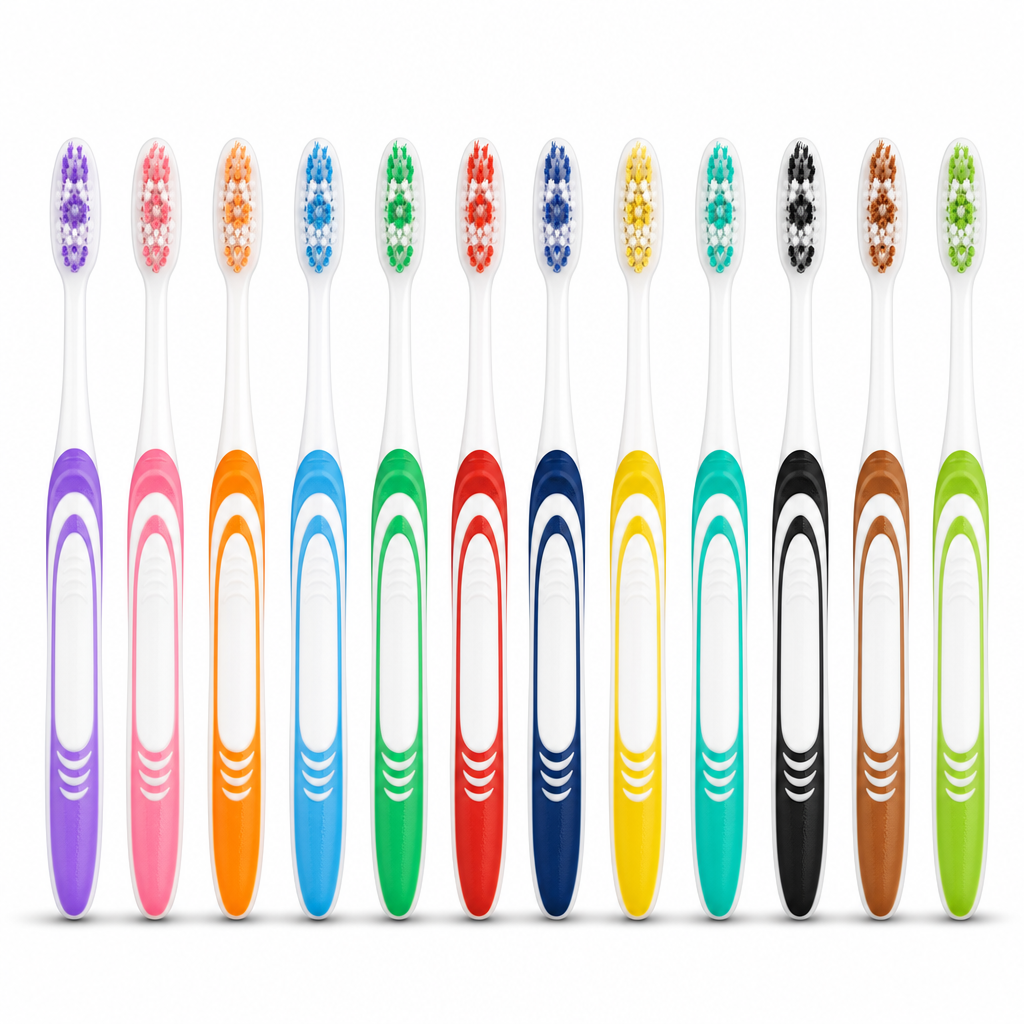 96 Pieces Adult Toothbrushes with Soft Deep-Clean Head, Assorted Colours, 12 Pieces