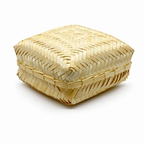 96 Pieces Woven Palm Leaf Storage Box with Lid, Natural Finish, 20 x 20 x 11 cm