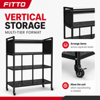 48 Pieces Black Multi-Tier Storage Shelf with Caster Wheels, 1 Piece