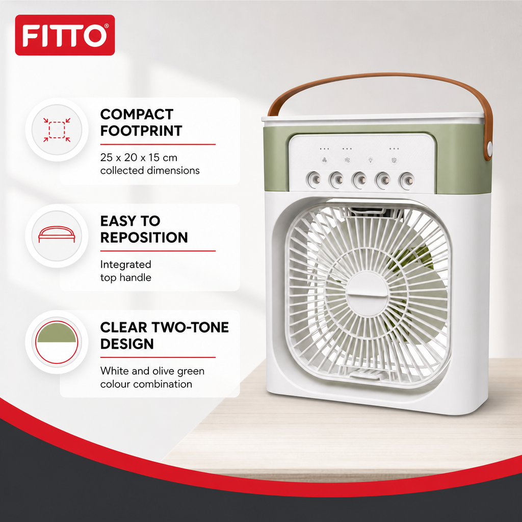 96 Pieces Portable Air Cooler Fan, White and Olive Green, 1 Piece, Compact Desktop Design